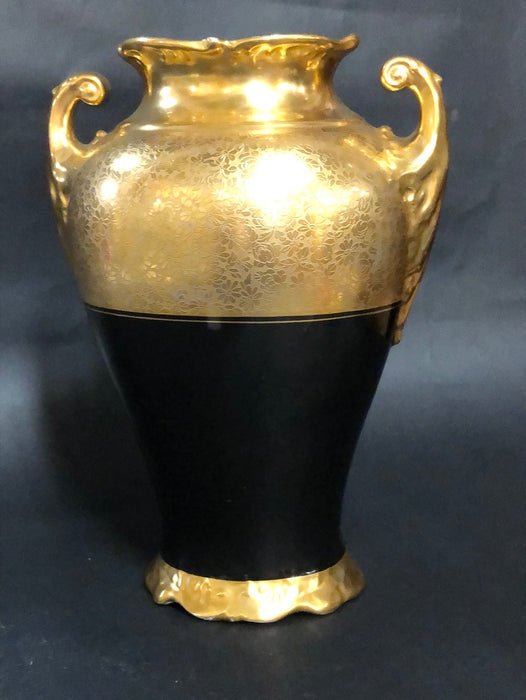 LARGE GOLD AND BLACK PICKARD VASE