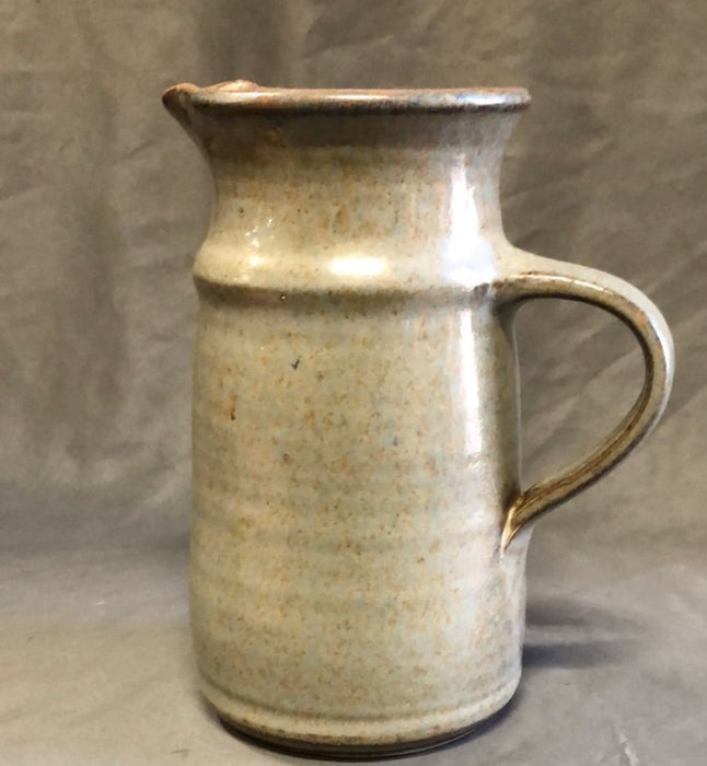 SMALL GREY HAND THROWN POTTERY PITCHER