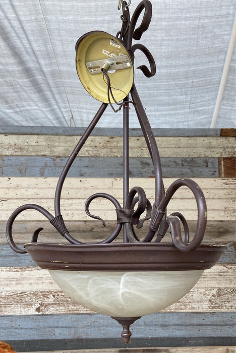BRONZED PATINA HANGING DOME CHANDELIER