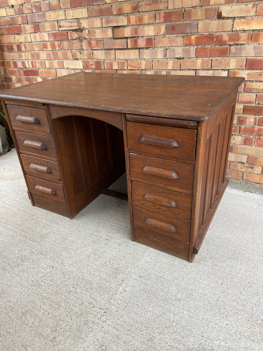 FLAT TOP AMERICAN OAK DESK - AS IS