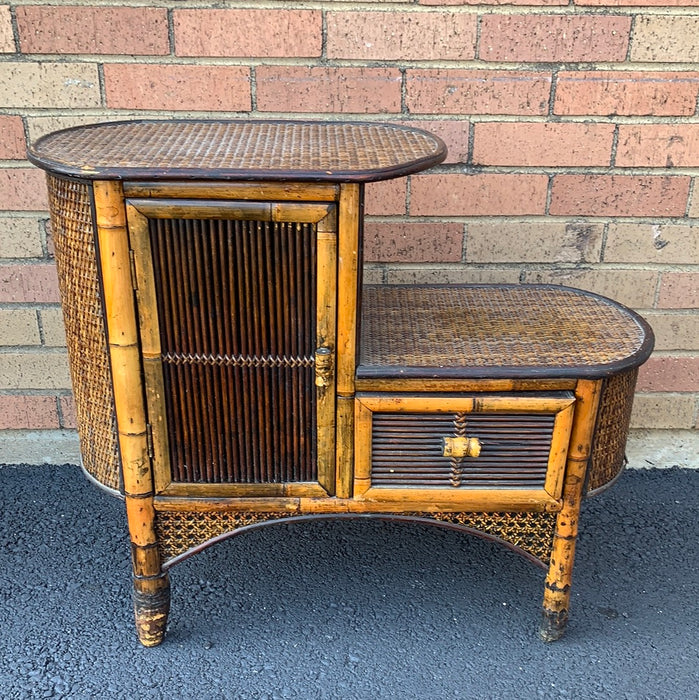 SMALL BAMBOO STEP CABINET WITH DRAWER