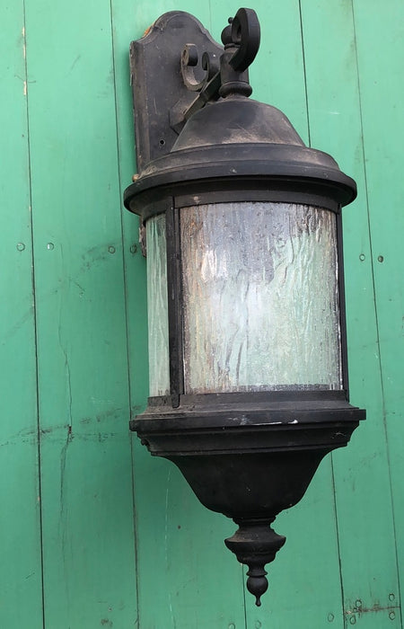 SINGLE CYLINDER EXTERIOR  METAL SCONCE LIGHT WITH TEXTURED GLASS