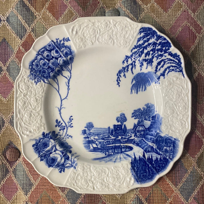 ARCADIA BLUE AND WHITE TRANSFERWARE LANDSCAPE PLATE