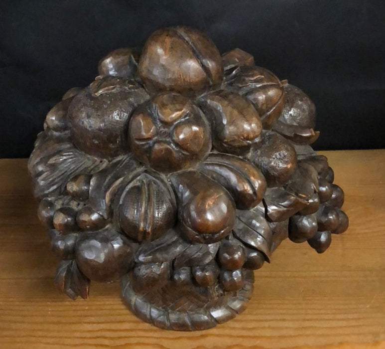 OAK HAND CARVED NEWEL POST FRUIT BASKET FINIAL