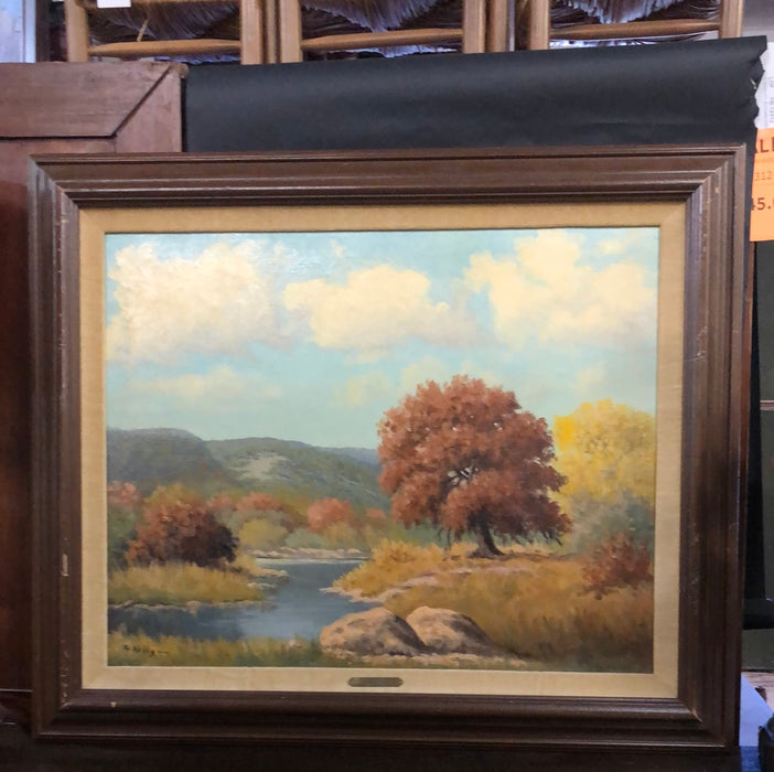 LARGE AUTUMN LANDSCAPE OIL PAINTING SIGNED R. KELLY