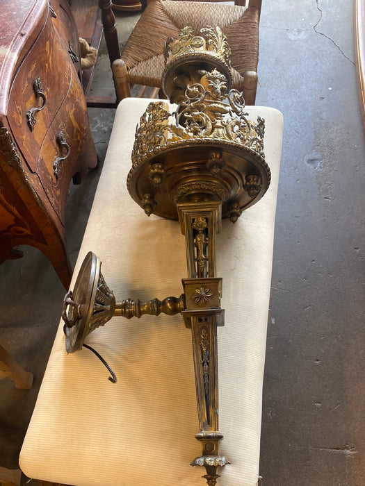 LARGE HEAVY BRONZE OPEN WORK WALL SCONCE