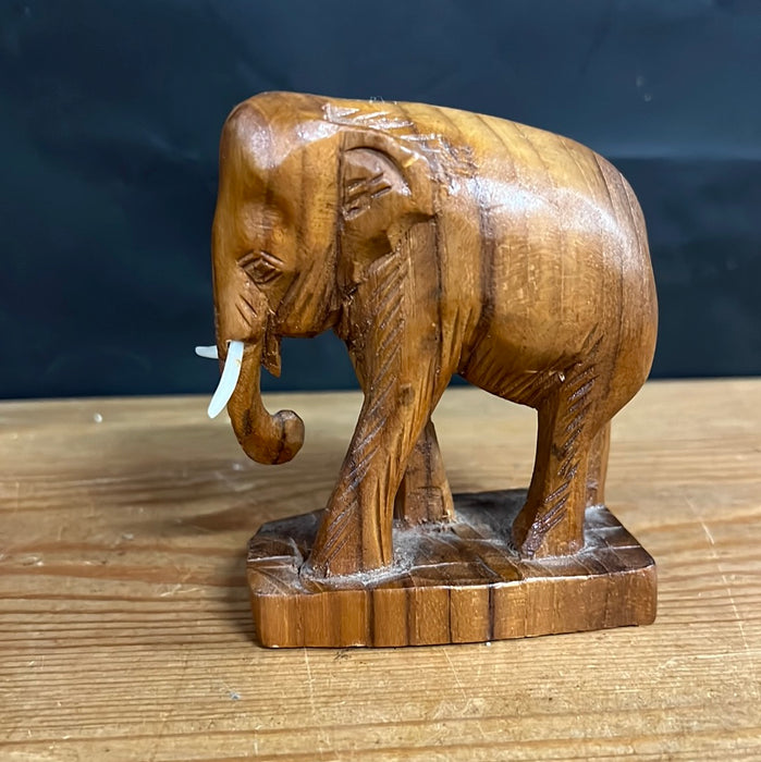 SMALL HAND CARVED TEAK ELEPHANT