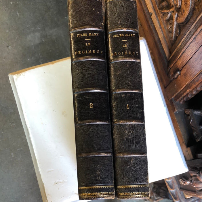 PAIR OF LARGE LEATHER BOOKS