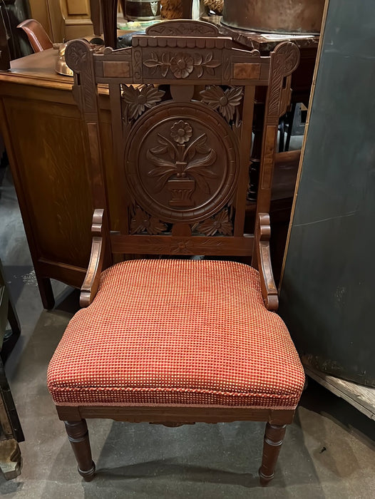 EAST LAKE SIDE CHAIR WITH CARVED LEAF