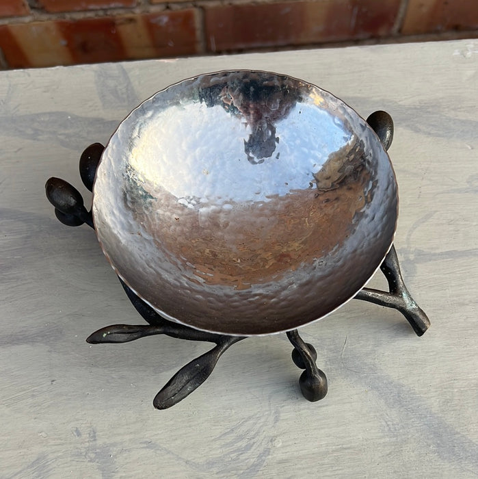 SILVER PLATE DISH WITH BRONZE TWIG LEGS