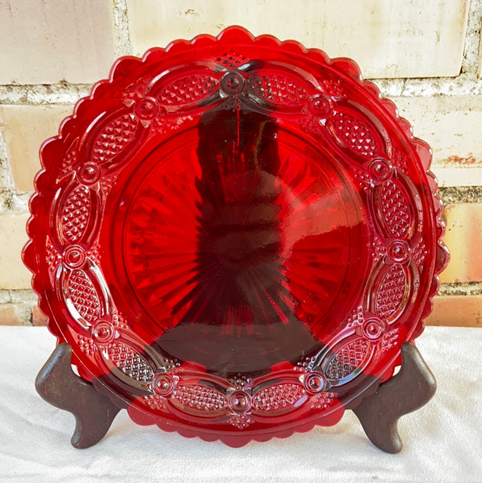 SMALL RUBY GLASS PLATE