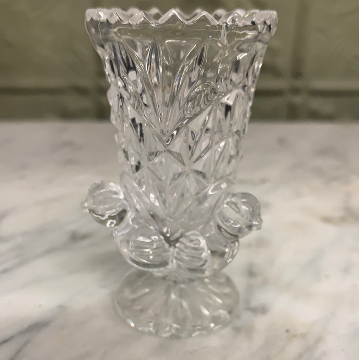 PRESSED GLASS WITH 3 BIRDS TOOTHPICK HOLDER