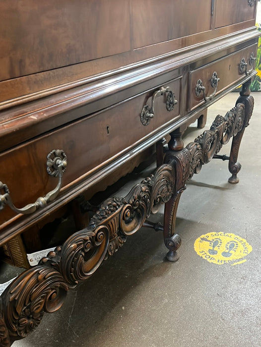 OYSTER BURL WITH BRASS AND WALNUT BAR CABINET