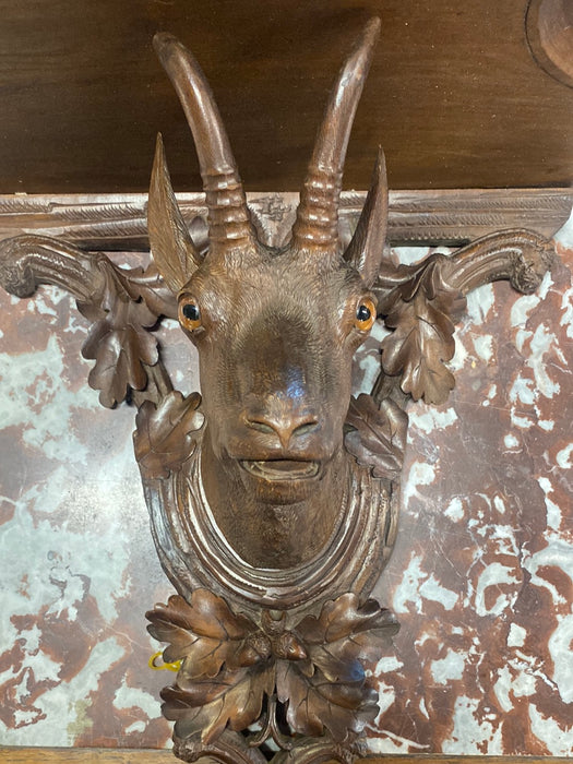 LARGE CARVED ROEBUCK SHELF WITH GLASS EYES