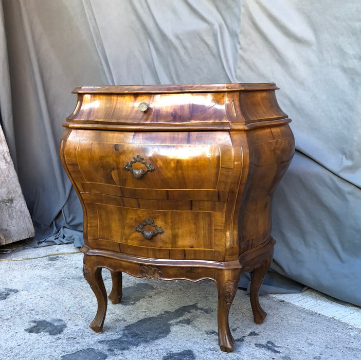 ITALIAN WALNUT INLAID BOMBE SIDE CHEST