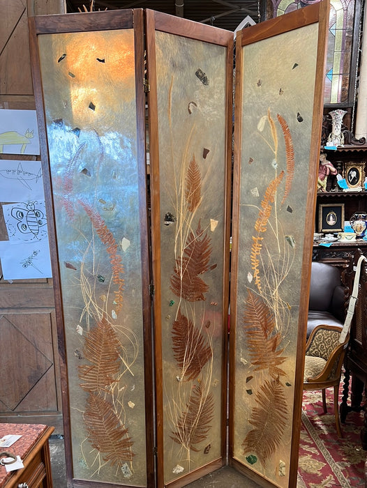 PRESSED FOLIATE AND STONES 3 PANEL SCREEN ROOM DIVIDER