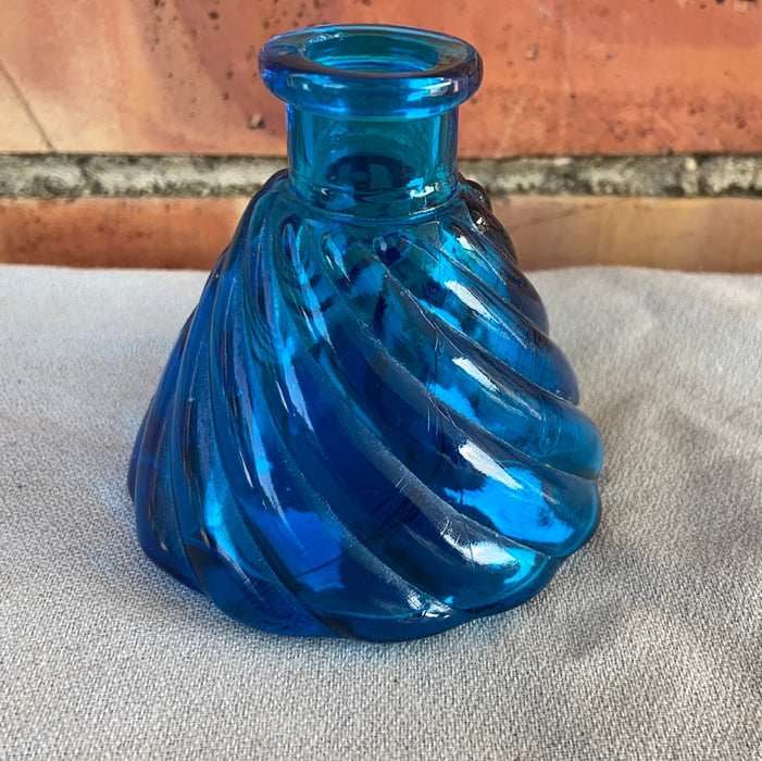 SWIRL BLUE GLASS INK BOTTLE