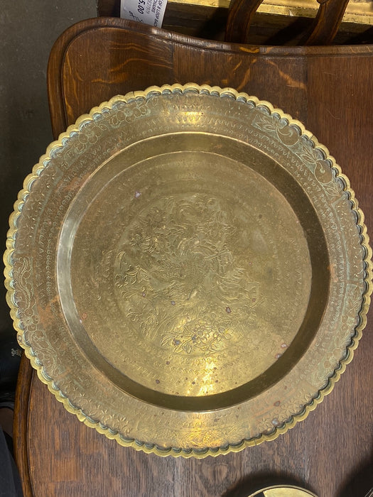 MEDIUM BRASS INCISED INDIAN TRAY