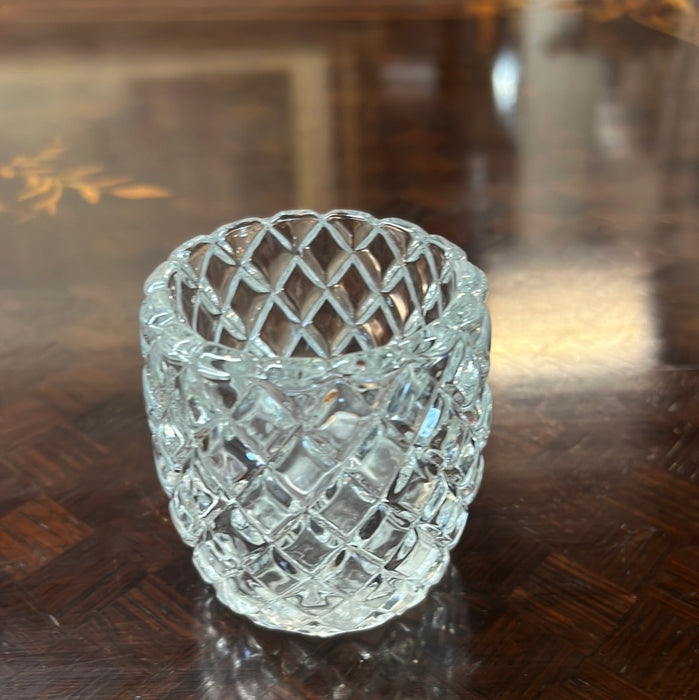 DIAMOND PATTERN PRESSED GLASS TOOTHPICK HOLDER