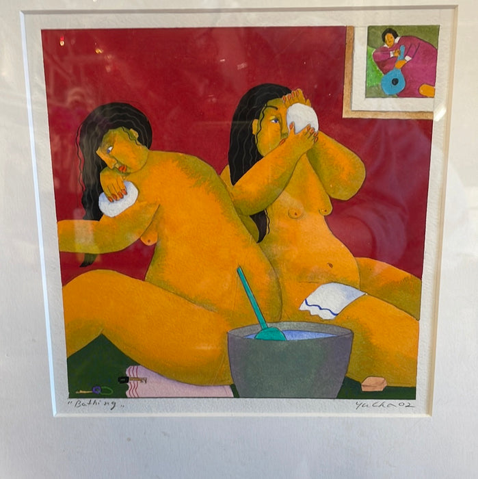 "BATHING BEAUTIES" PAINTING IN THE STYLE OF GAUGIN