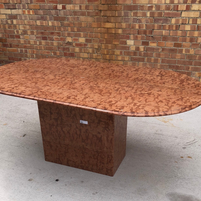 BROWN MARBLE PEDESTAL TABLE