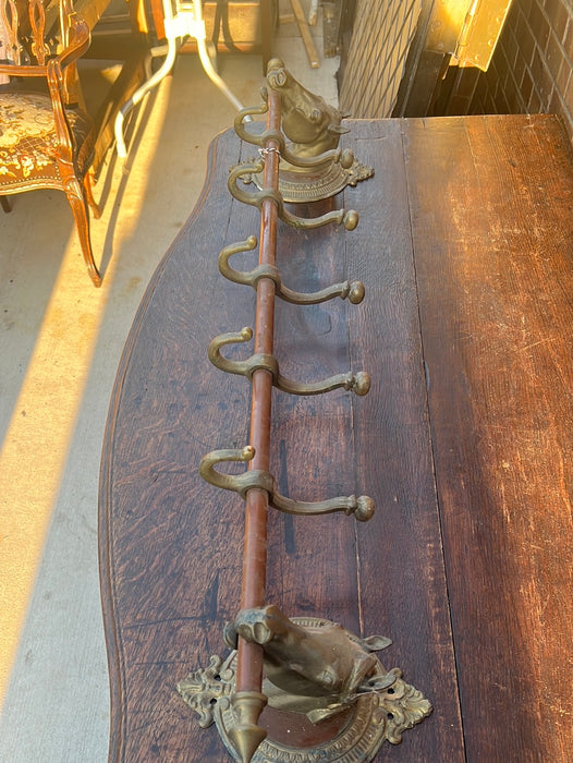 BRASS HORSES WALL COAT RACK