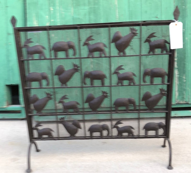 IRON FIRE SCREEN WITH ANIMALS