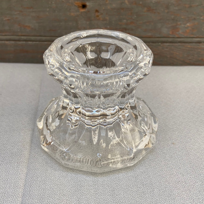 2-PIECE PRESSED GLASS CANDLE HOLDER