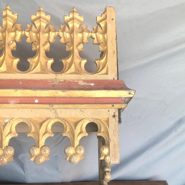 ORNATE GILT GOTHIC CARVED WOOD SCONCE SHELF