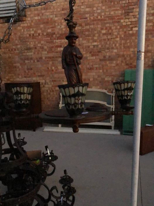 4 LIGHT BRITTANY CHANDELIER WITH STAINED GLASS SHADES