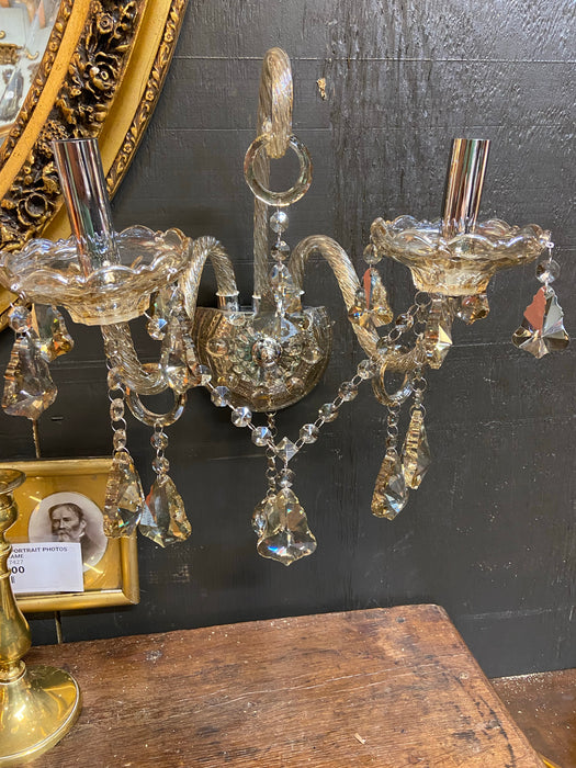 PAIR OF CHAMPAGNE COLOR GLASS ARM SCONCES