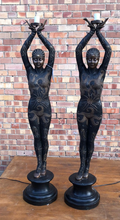 PAIR OF CAST BRONZE FIGURAL LAMPS