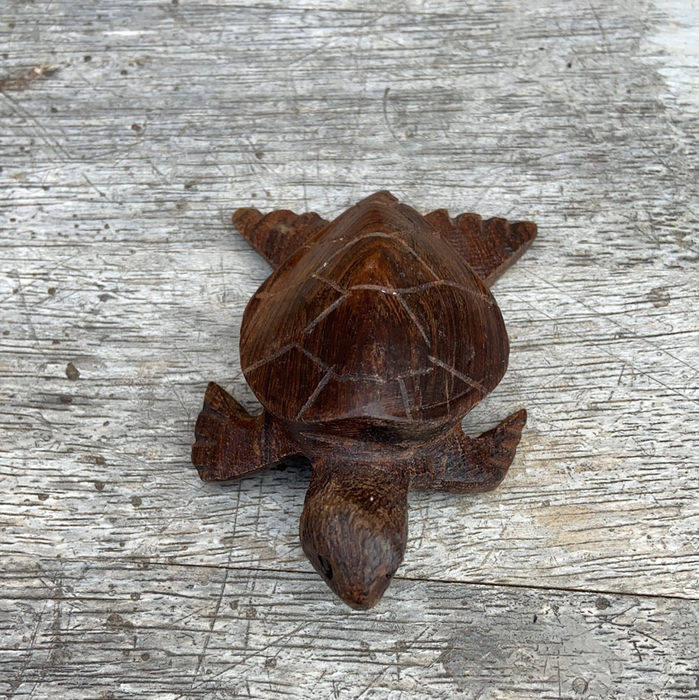 SMALL CARVED WOOD TURTLE FIGURE