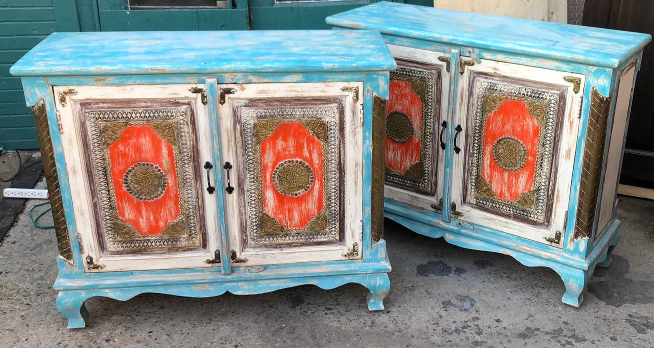 PAIR OF PAINTED CONSOLE CABINETS