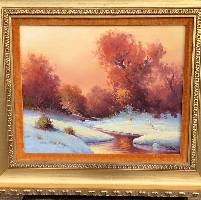 OIL PAINTING OF A WINTER SNOW SCENE BY JERRY RUTHVEN