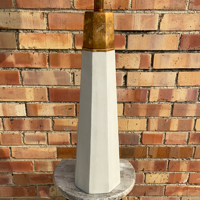 TAPERED GRAY AND GOLD TABLE LAMP