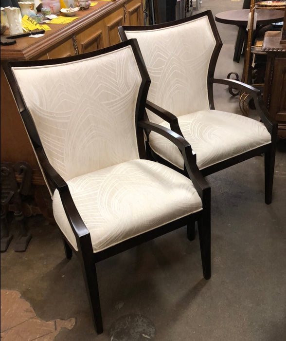 PAIR OF HICKORY WHITE UPHOLSTERED ARM CHAIRS - AS FOUND