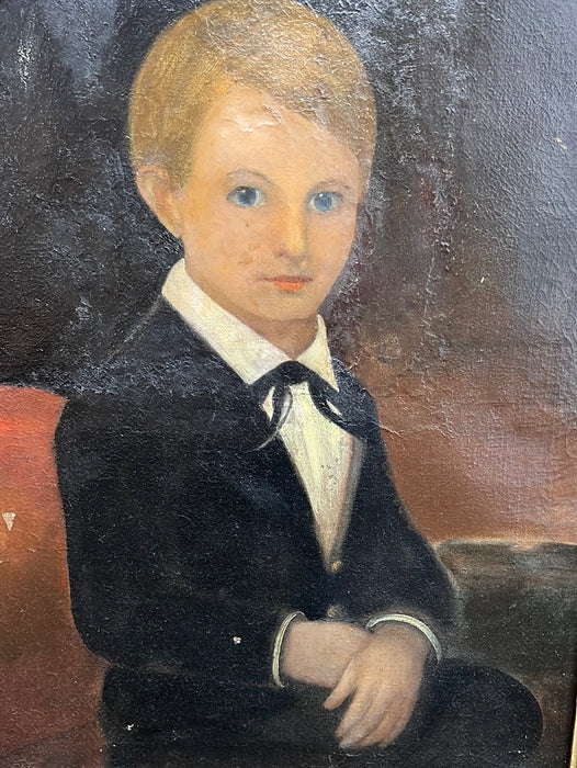 19TH CENTURY PORTRAIT OF A BOY - AS FOUND