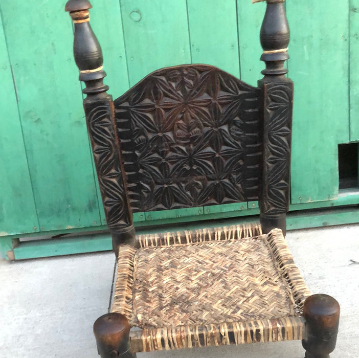 LOW CARVED INDIAN CHAIR