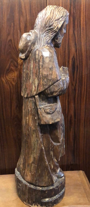 CARVED WOOD STATUE OF ST ROCH-PATRON SAINT OF PLAQUE VICTIMS