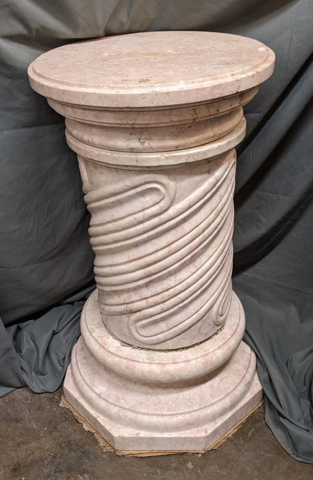 MASSIVE PINK AND CREAM MARBLE PEDESTAL