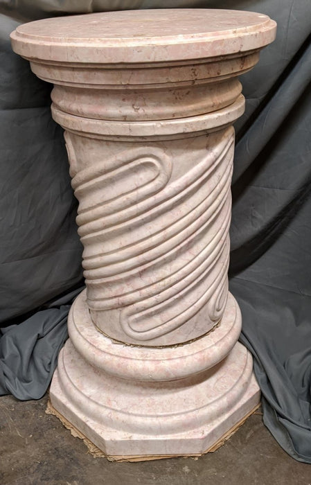 MASSIVE PINK AND CREAM MARBLE PEDESTAL