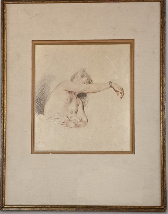 FRAMED PRINT OF A NUDE-MISSING GLASS